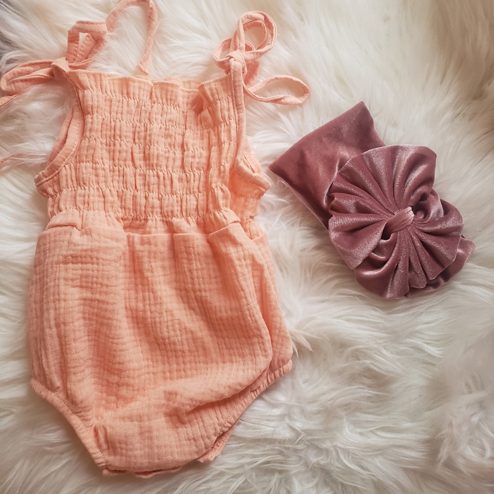 Baby Romper and Velvet Bow